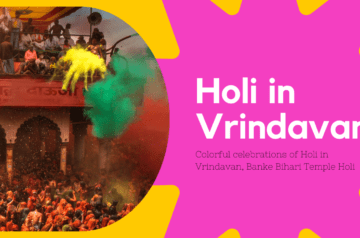Holi in Vrindavan travel guide 2026 showing colorful streets, temples, and festive crowds celebrating together