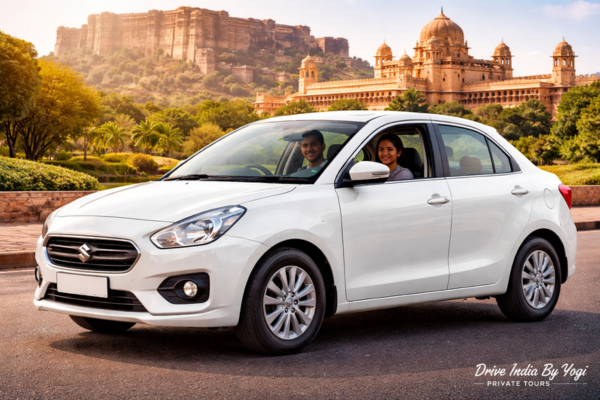 White sedan car for Jodhpur sightseeing and outstation travel