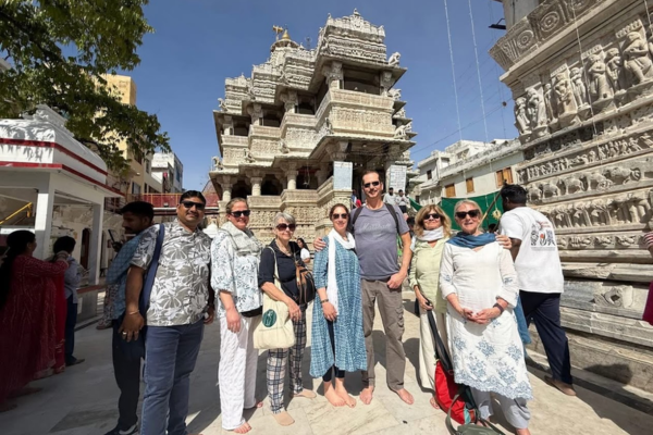 Tourist group taking a selfie during an India tour