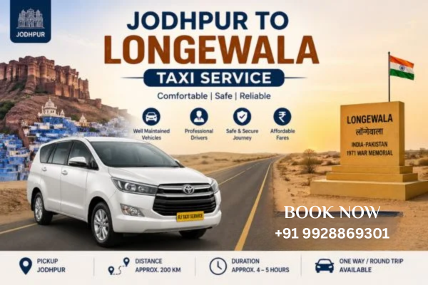 Jodhpur to Longiwal taxi service with white Innova Crysta near Mehrangarh Fort and Longiwala