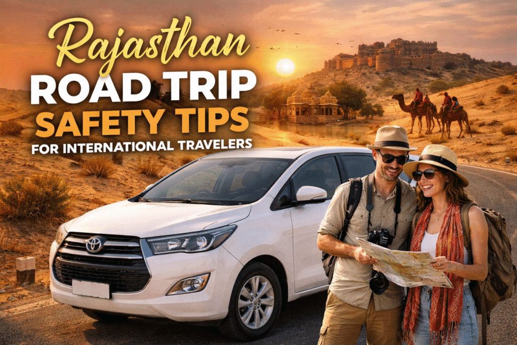 Private car travel in Rajasthan with driver ensuring safe and comfortable road journey.