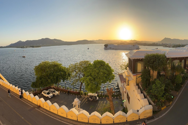 Scenic sunset view over Lake Pichola Udaipur
