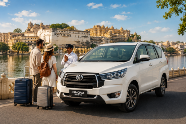 White Innova Crysta with chauffeur in India