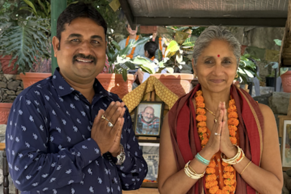 Travelers posing during cultural visit