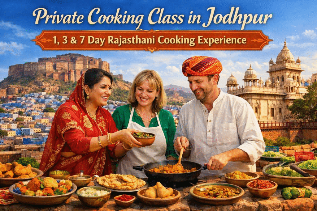 Private Guided Cooking Workshop Experience in Jodhpur where travelers participate in a private cooking class with a local chef.