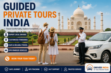 Guided private tours India with driver at Taj Mahal