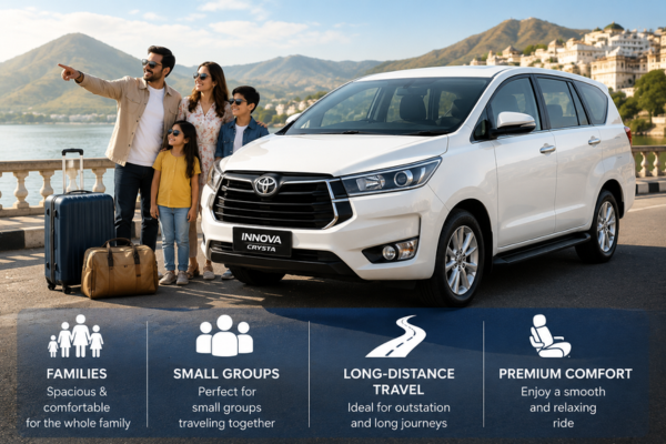 Innova Crysta taxi for family and group travel