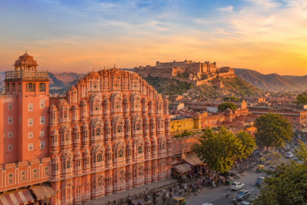 Hawa Mahal and historic architecture of Jaipur city