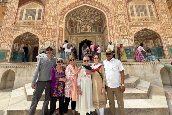 Tourists standing at Amer Fort in Jaipur