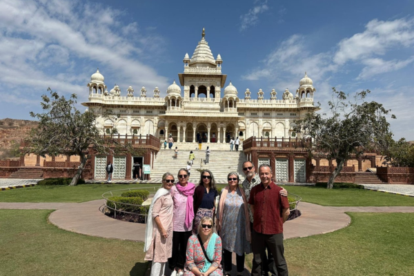Tourists taking photos at Jaswant Thada in Jodhpur