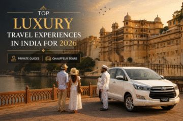 Luxury India private tour with chauffeur car and royal palace view