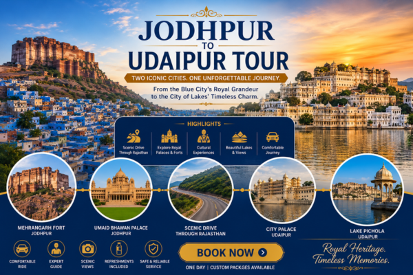 Car Hire in Jodhpur for Udaipur sightseeing and transfer tour