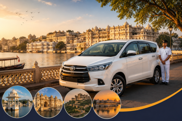 Private car hire service in Udaipur with driver near Lake Pichola