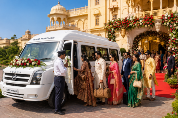 Luxury van transporting wedding guests to the wedding venue