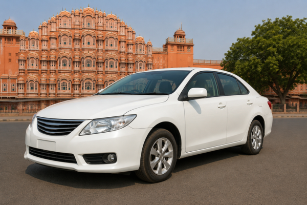 White Sedan Car for Jaipur City Tour near Hawa Mahal