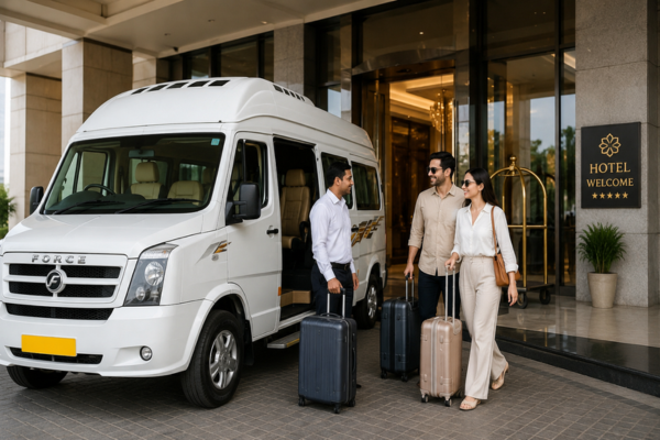 Tempo Traveller airport transfer with luggage