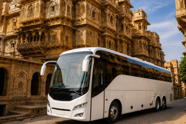 Luxury tourist bus hire in Jaisalmer for large group transportation