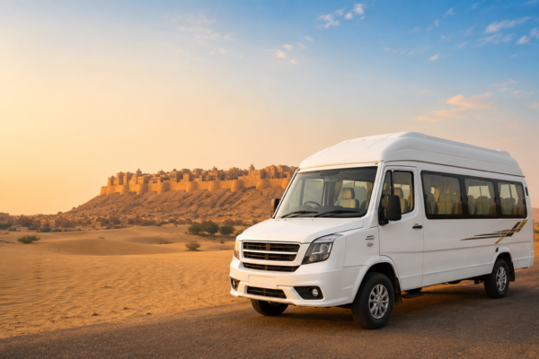 Premium luxury van rental in Jaisalmer with chauffeur service
