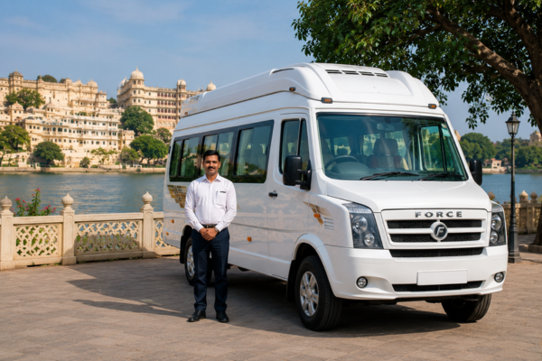 Premium 12 Seater Tempo Traveller with driver for Rajasthan tours