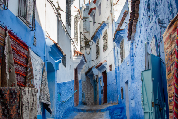 Blue painted houses and narrow streets in Jodhpur Blue City