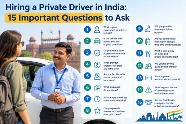Professional private driver in India providing a comfortable and reliable travel experience.